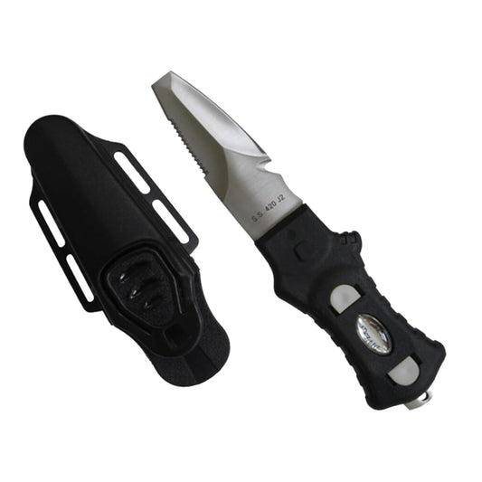Scuba Choice Compact Stainless Steel Blunt Tip Dive Knife - 2.3" Plain Edge Blade with Ergonomic Nylon Handle, Durable for Scuba Diving, Snorkeling & Water Sports - Black/Silver