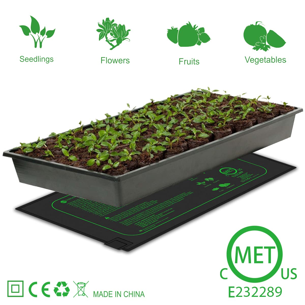 2 Pack 21W Seedling Heat Mat for Seed Starting,10" x 20.75" Waterproof Heating Pad for Indoor Plants Germination