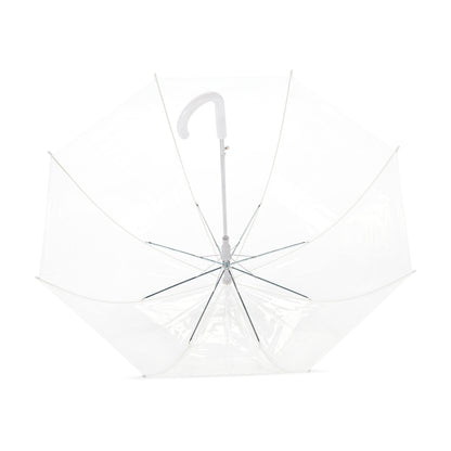 Amazon Basics Clear Umbrella for Rain, Round Bubble Umbrella for Wedding, With Wide Coverage (35" Canopy Diameter), Auto Open, Strong Fiberglass Frame, Steel Shaft, Spoke Protectors for Safety