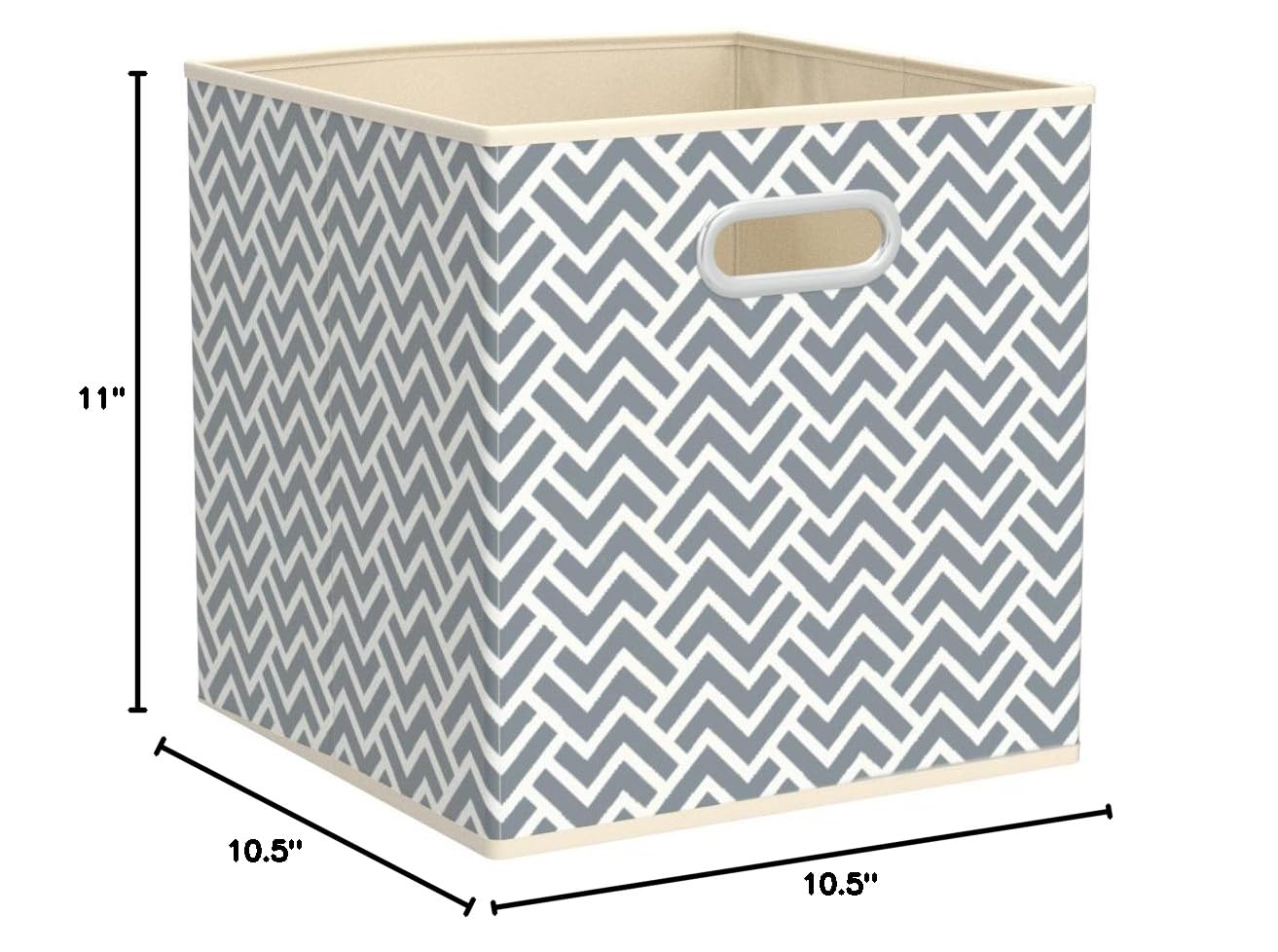 Amazon Basics Collapsible Cube Storage Organizer Bins, 6-Pack, 10.5 x 10.5 x 11 inches, Chevron Grey