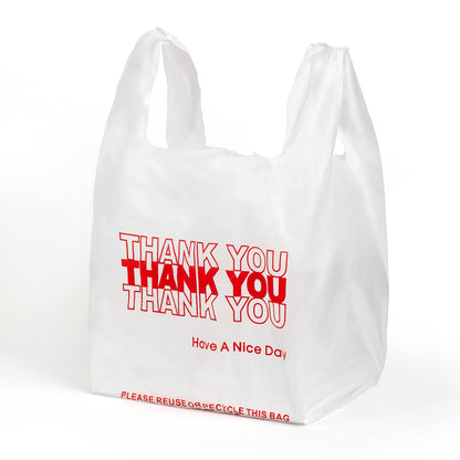 1000-Pack White Plastic Thank You Shopping Bags (11.5" x 6.5" x 21") – Bulk Grocery, Takeout, T-Shirt & Retail Carry Bags