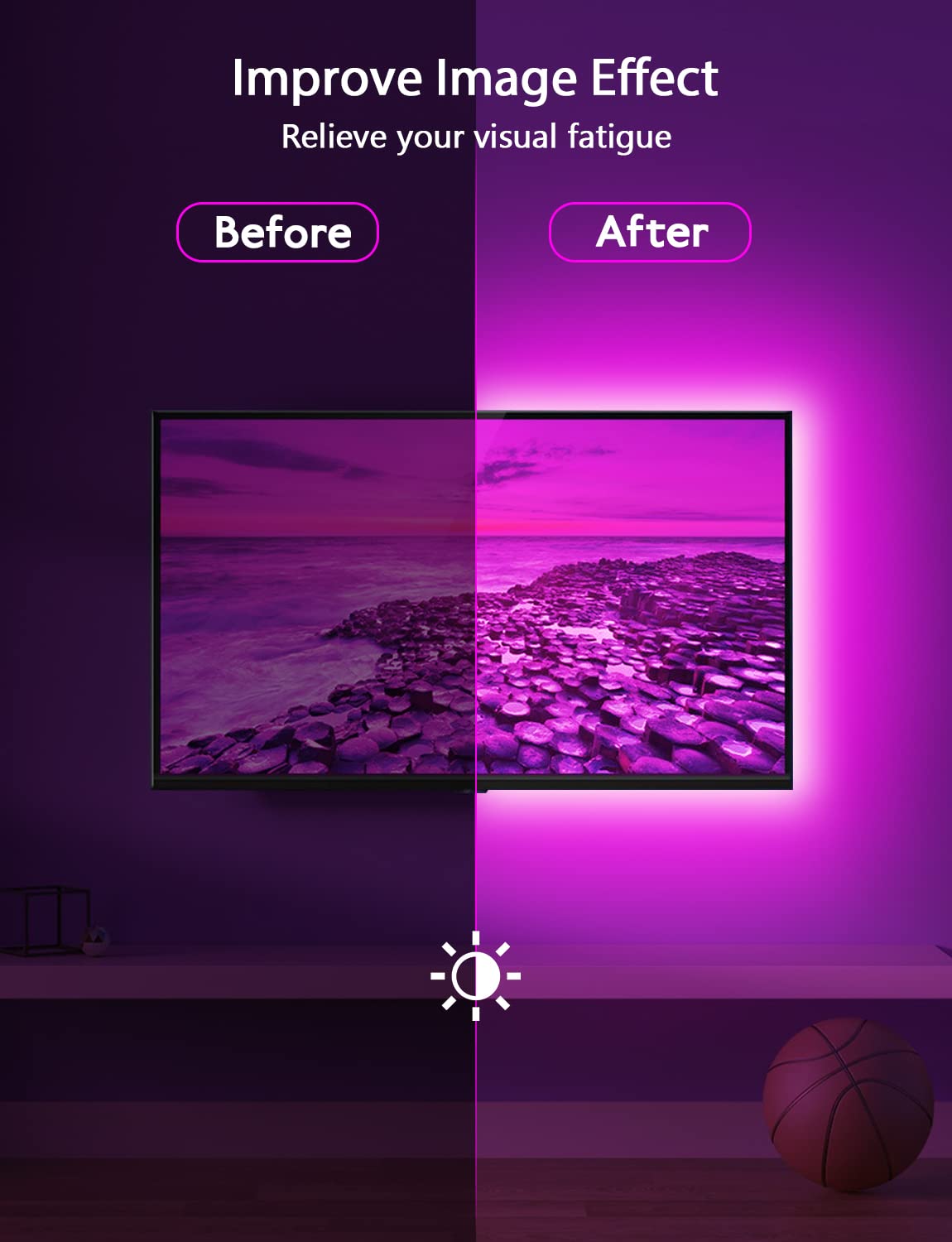 MATICOD LED Lights for TV Led Backlight, 9.84 RGB Led Strip Lights USB TV Lights Behind 32-43 TV, APP Remote Control Music Sync TV LED Lights