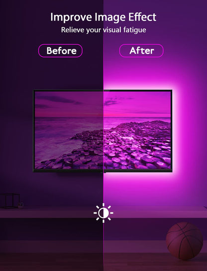 MATICOD LED Lights for TV Led Backlight, 9.84 RGB Led Strip Lights USB TV Lights Behind 32-43 TV, APP Remote Control Music Sync TV LED Lights