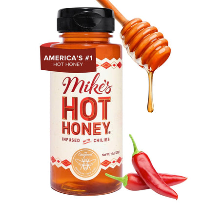 Mike's Hot Honey, America's #1 Brand of Hot Honey, Spicy Honey Infused with Chili Peppers, Certified Kosher, Gluten-Free, Paleo-Friendly, Sweet Heat, Perfect for Hot Sauce Lovers (10oz Bottle, 1 Pack)
