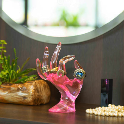 HOMEGOAL Ring Holder, Pink Room Decor, Hand Jewelry Display Holder, Danish Pastel Room Decor, Preppy Decor, Mannequin Hand, Polyresin, 7 Inch (Pink)