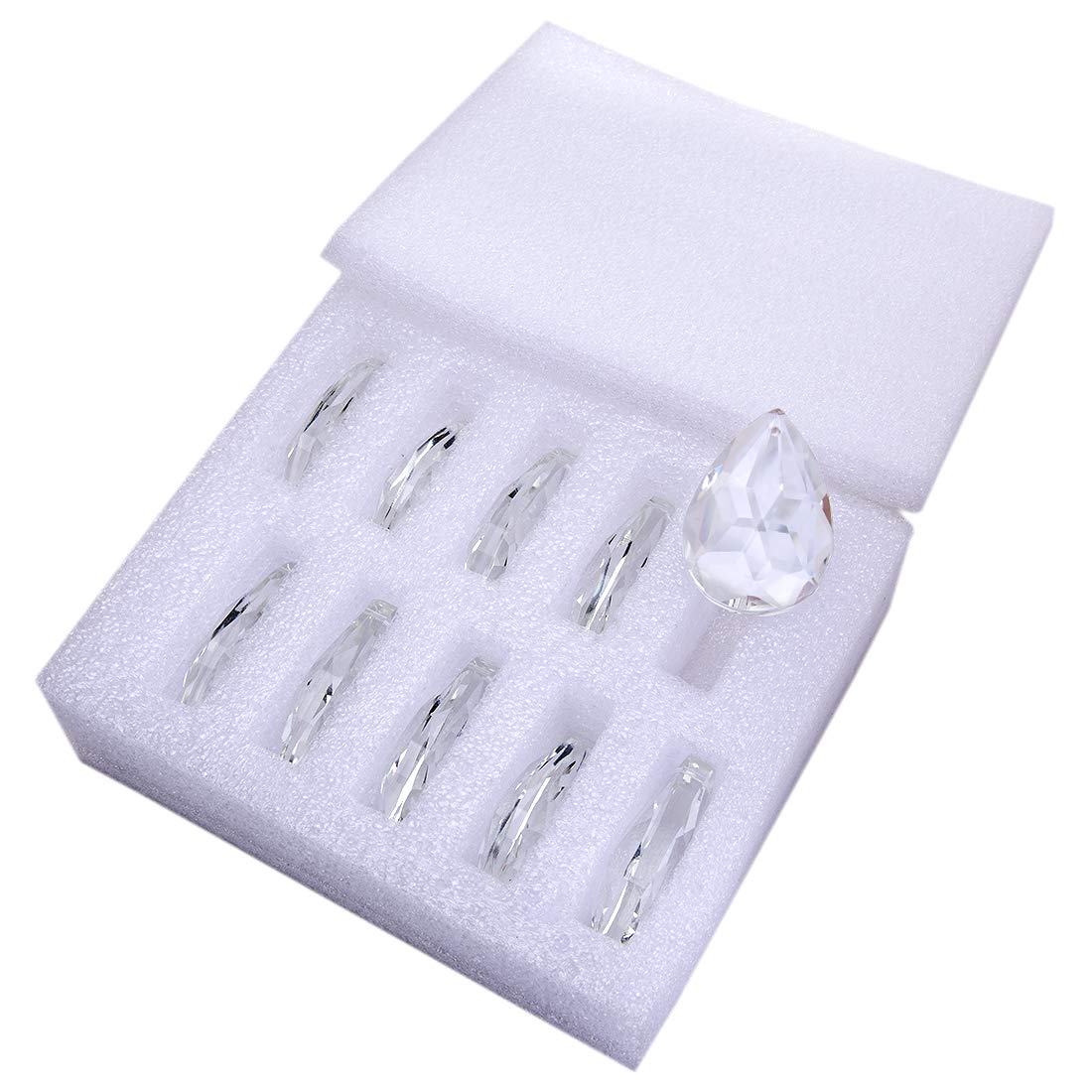 H&D 10pcs 50mm Chandelier Crystal Prisms Pendants - Clear Crystal Teardrops Parts