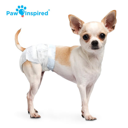 Paw Inspired Disposable Dog Diapers, Female Dog Diapers Ultra Protection, Diapers for Dogs in Heat, Excitable Urination, or Incontinence, XXS 32 Count