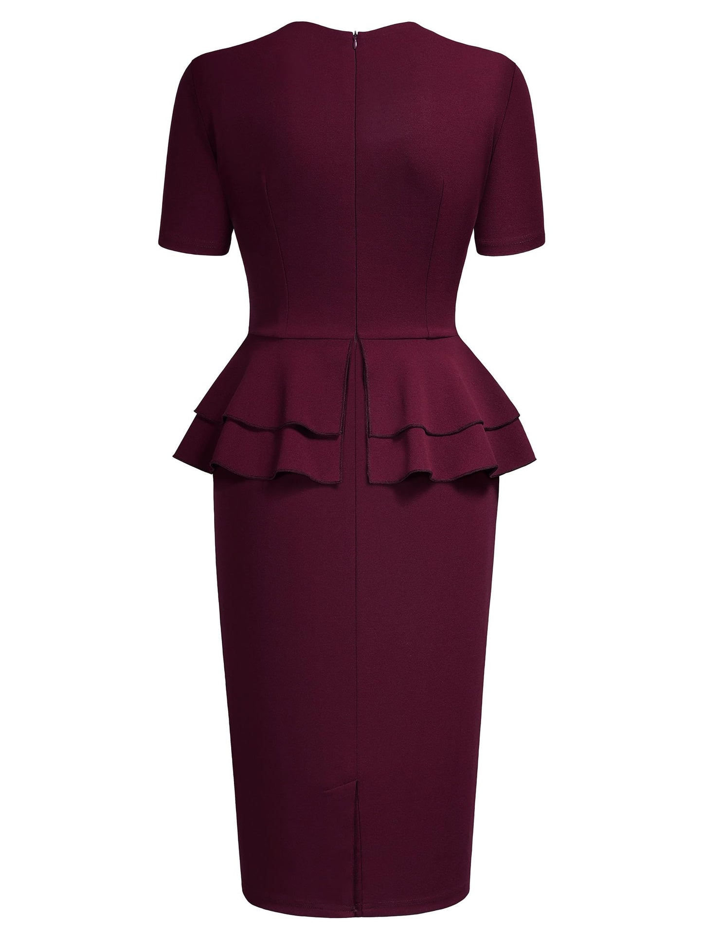 AISIZE Women's 1940s Vintage Square Peplum Bodycon Cocktail Dress XX-Large Burgundy
