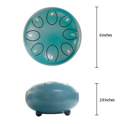 REGIS Steel Tongue Drum 6 inch 8 Notes Musical Percussion Instrument, Rain Drum for Outside - Musician Gift for Family and Friends(malachite)