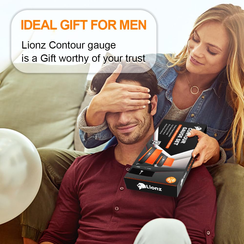 Lionz Contour Gauge with Lock, Mechanical pencil, and multifunction Tool 10+5 Inch, Super Gauge Shape and Outline tool to Copy Angles and Odd Shapes - Gift for Men, Handyman, DIY, Construction.