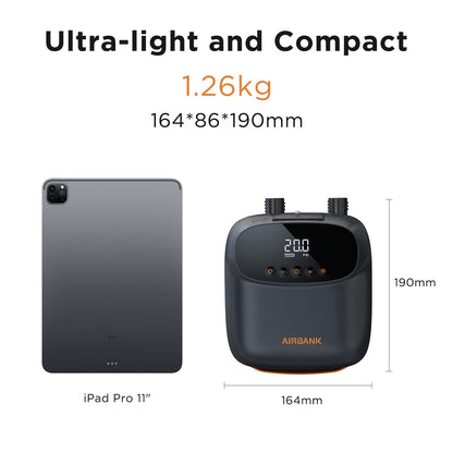 AIRBANK Paddle Board Pump Electric 20PSI The Puffer Pro, Portable SUP Pump, Dual-Stage Inflation & Auto-Off Air Pump for Stand up Paddle Boards, Kayak, Inflatables, Boats, Tent, Mattress, Kite Wings