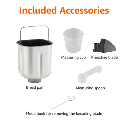 Amazon Basics Programmable Bread Maker, 2 Pound Non-Stick Automatic Bread Making Machine, 14 Settings for Breads, Doughs, Gluten-Free Options and More, LCD Display, White