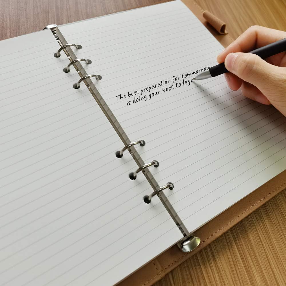 (5 Pack) A5 Lined Refills Paper for Filofax Planner/Binders/Organizer, 6 Hole Punched, Total 500 Sheets/1000 Pages, 100gsm, White, 5.8 x 8.2 Inch Filler Paper