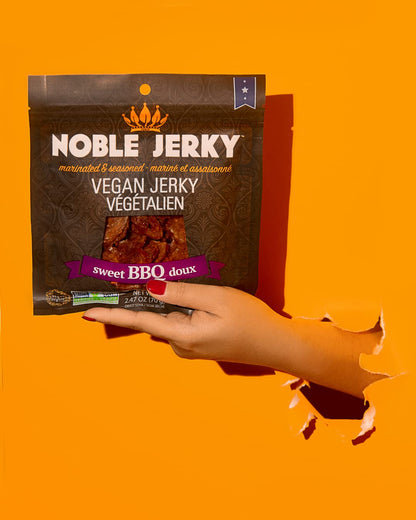 Noble Jerky - Vegan, Vegetarian, Plant Based Snacks, 70 Gram Bags, (3 Bags) (BBQ)