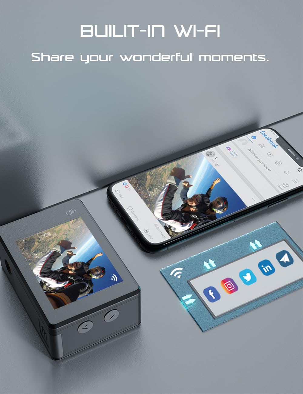 Action Cameras 4K 40M Waterproof Underwater Camera for Snorkeling, EIS Camcorder WiFi 170 Wide Angle Dual Screen Vlog Camera Sports Body Cam Mini(Charger, Remote Control and Helmet Accessories)