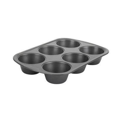 GoodCook Everyday Nonstick Steel Jumbo Texas Muffin Pan, 6-cup, Gray