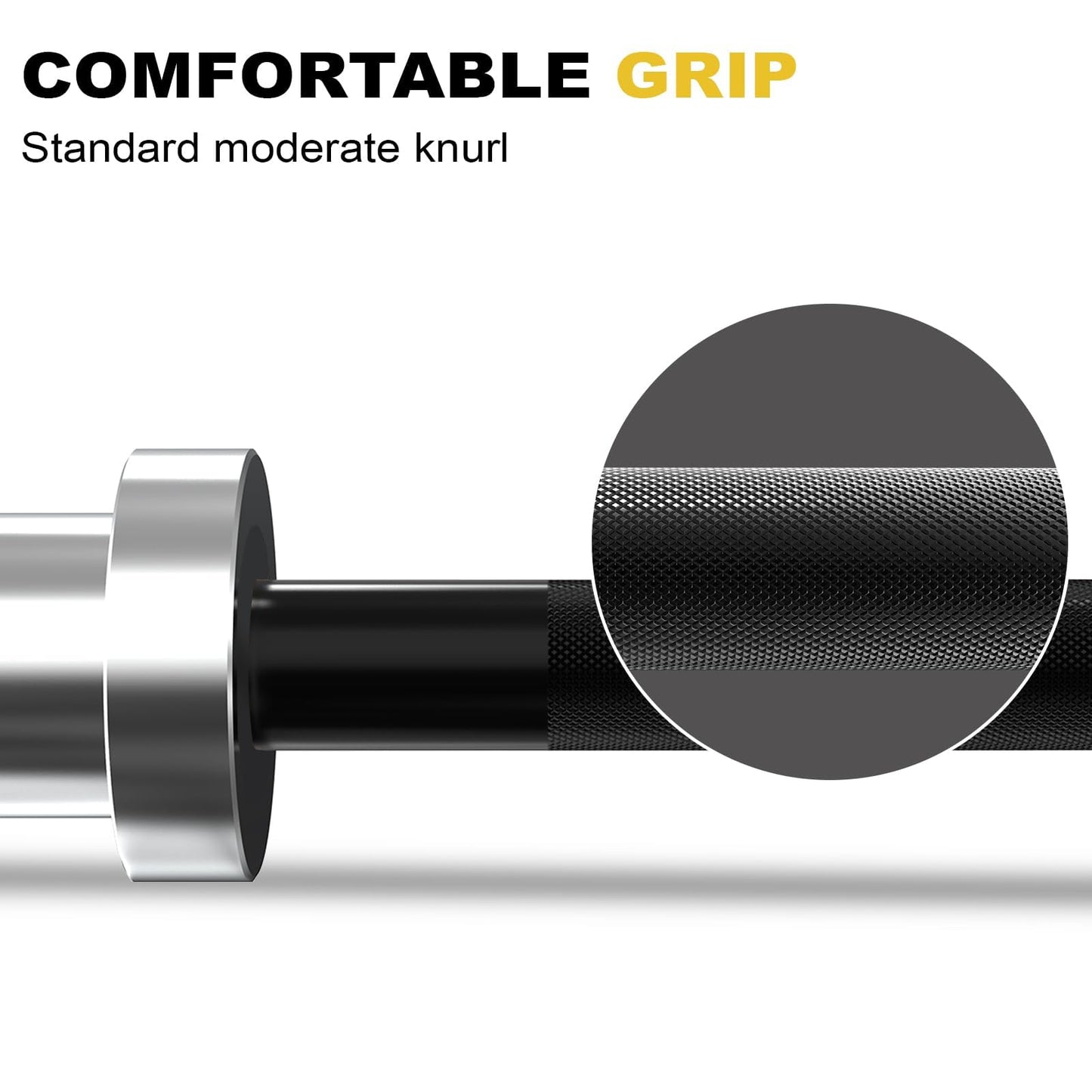 POWER GUIDANCE Chrome Olympic Barbell Bar, Weight Bar for lifting, Hip Thrusts, Universal Strength Training Bars 22lb 4ft/47 inch (Straight)