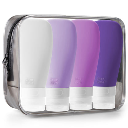 INSFIT Portable Travel Bottles, TSA Approved Leak Proof Containers for Toiletries, BPA Free Refillable Accessories for Shampoo, Body Wash, Liquids (4 Pack)