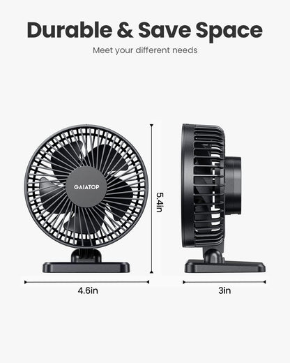 Gaiatop USB Desk Fan, Small But Powerful, Personal Portable Quiet 3 Speeds, Adjustable Mini Table Desktop fan for Cooling Home Office Car Summer Travel Gifts Black