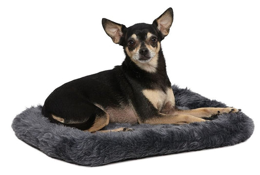 MidWest Homes for Pets QuietTime XXS Dog Bed – Gray Faux Fur Bolster, Ultra-Soft and Machine Washable, Fits 18-Inch Crates and Carriers, for Small Dogs and Cats