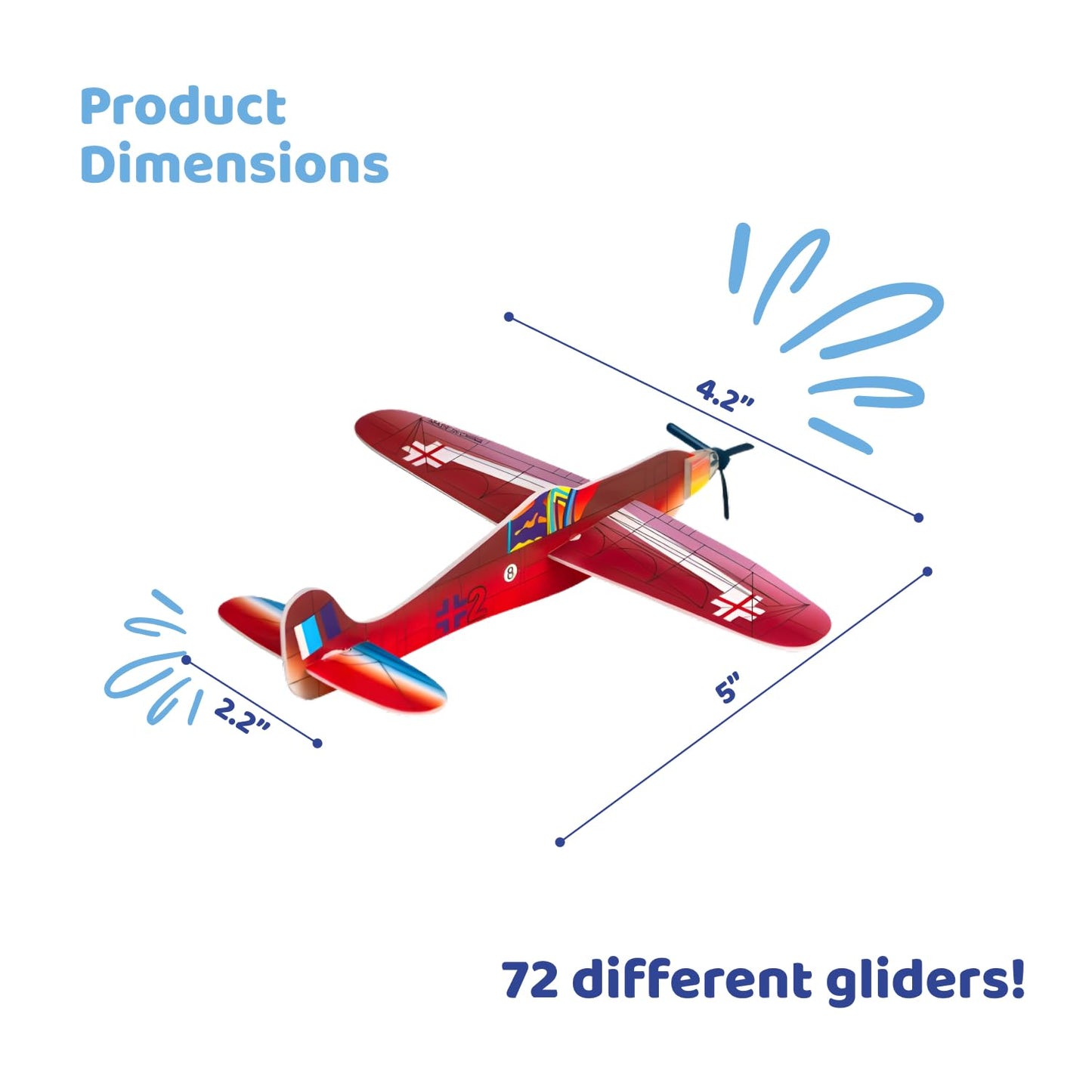 Neliblu Bulk Pack of 72 Carnival Prizes and Foam Airplanes for Kids - Party Pack Individually Wrapped Flying Paper Planes - Assorted Designs - Foam Airplanes for Kids Party and Pinata Filler