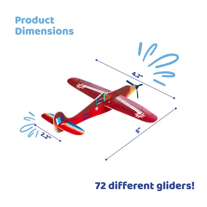 Neliblu Bulk Pack of 72 Carnival Prizes and Foam Airplanes for Kids - Party Pack Individually Wrapped Flying Paper Planes - Assorted Designs - Foam Airplanes for Kids Party and Pinata Filler