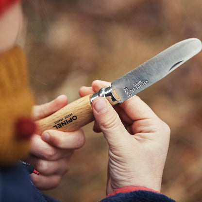 Opinel My First Opinel No.7, Stainless Steel Children’s Folding Knife with Safety Rounded Tip, Virobloc Locking Collar, Made in France (Natural)