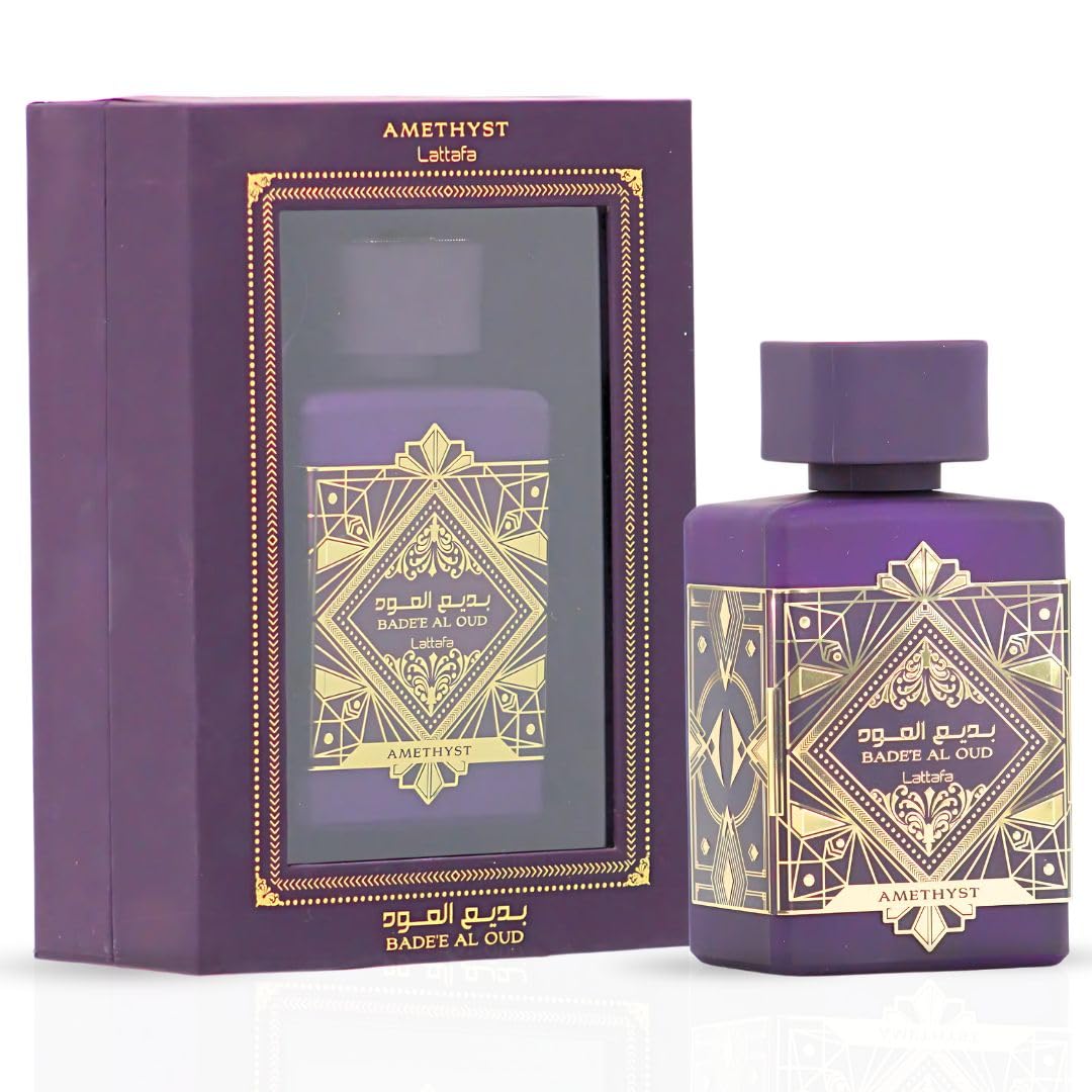 Lattafa Bade'e Al Oud Amethyst - Floral, Fruity, Amber, Oud - Eau de Parfum Long-Lasting Fragrance for Unisex, 3.40 Ounce / 100 ml