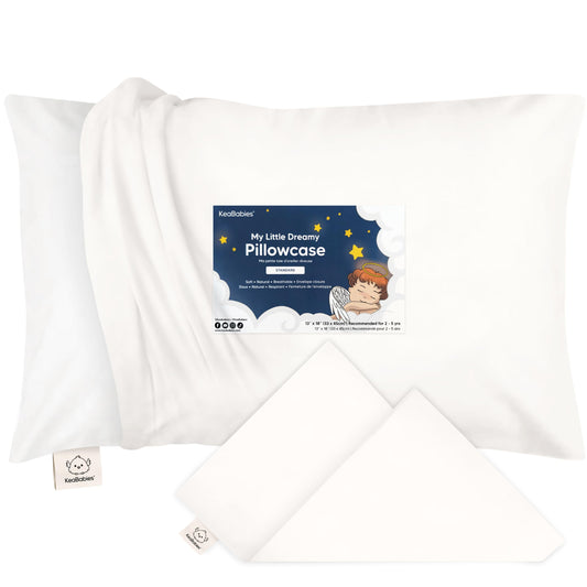 KeaBabies Toddler Pillowcase 13"x18" - Organic Cotton Toddler Pillowcase for Kids, Boys, Girls, Soft & Durable Cotton Cover for Miniature Sleepy Pillows, Cute Colors,Pillow Sold Separately(Soft White)