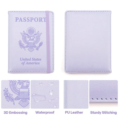 Passport Holder for Travel, Leather Passport Holder RFID Blocking Passport Cover Wallet Passport Case with Pen Holder Passport Holders for Travel Women Men Family Travels Must Haves Essentials,Purple