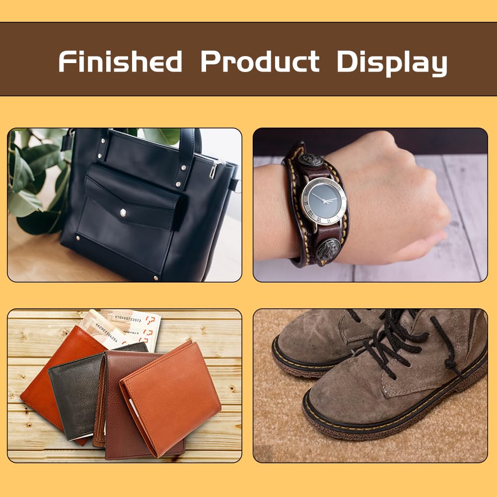 LUNARM Leather Stitching Pony - Leather Pony Clamp Table Desktop Pony Horse Clamp with Large Eye Sewing Needles Waxed Thread Sewing Thread Awls Nail Files for DIY Leather Hand Stitching