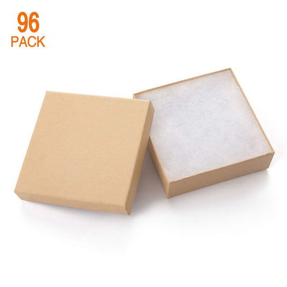 GEFTOL Jewelry Gift Boxes 96 Pack 3.5x3.5x1 Inch Cardboard Jewelry Boxes,Small Gift Boxes for Jewelry Earrings Necklaces Handmade Bangles Bracelets(Brown)