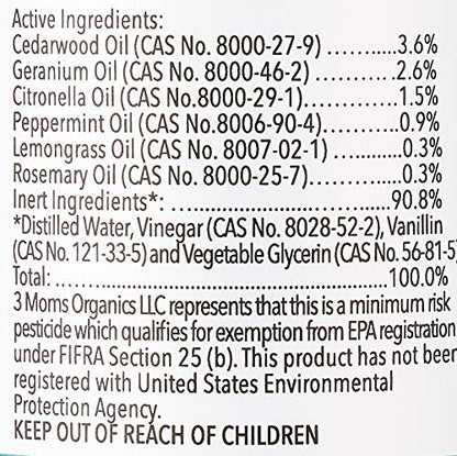 3 Moms Organics TickWise 8oz, Made with All Natural Essential Oils, DEET-Free, Tick and Insect Repellent, Plant Based Essential Oils, All Natural Ingredients Great for Adults, Kids, Dogs & Horses
