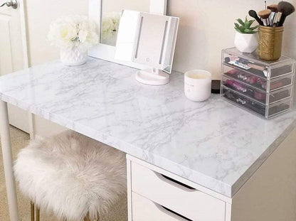 practicalWs Glossy Marble Contact Paper Granite White/Grey Kitchen Countertop Cabinets Furniture Refurbishment Wall Paper Thick Removable Wallpaper Peel and Stick Wall Decor Vinyl Wrap 11.8"x78.7"