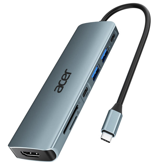Acer USB C Hub, 7 in 1 USB C to Multi-Port Adapter for Laptop, 4K USBC to HDMI Splitter with 2 USBA 3.1&Type-C Data Port, PD 100W Charging Port, SD Card Reader for Computer, Desktop and More