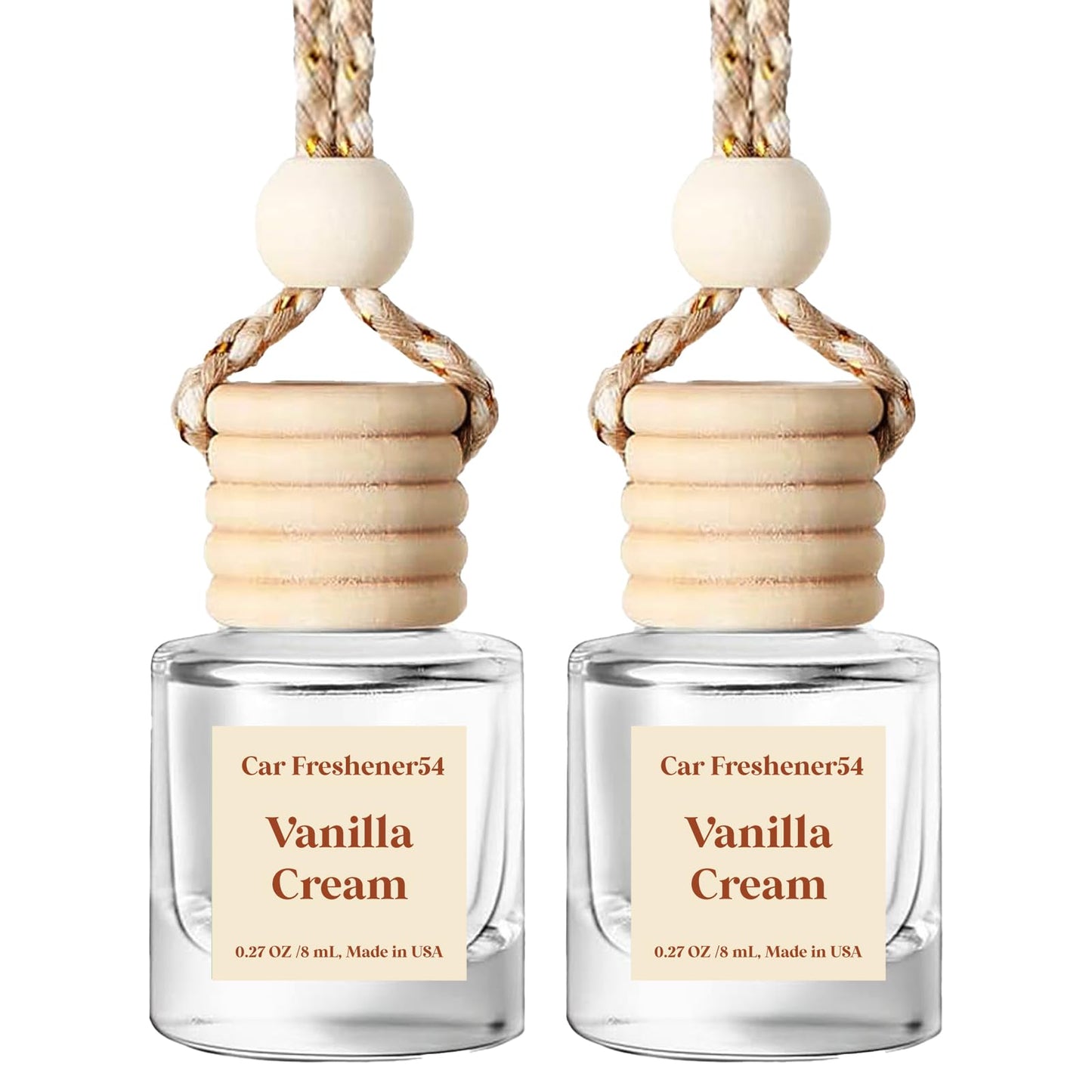 HoogaLife Car Air Freshener Diffuser 2 Pack Hanging Air Freshener Diffuser - Vanilla Cream Fragrance Oil Air D iffuser for Car, 45+ days Long Lasting Fragrance Made in USA C ar Air Fresheners