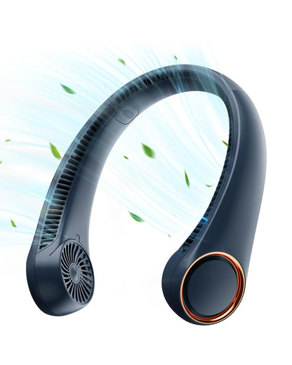 Gaiatop Portable Neck Fan Rechargeable, Hands-Free 360° Cooling, 17hrs Runtime, Battery Powered Personal Wearable Fan, Summer Outdoor Travel Essentials, Birthday Gifts for Men Women Teens, Navy Blue