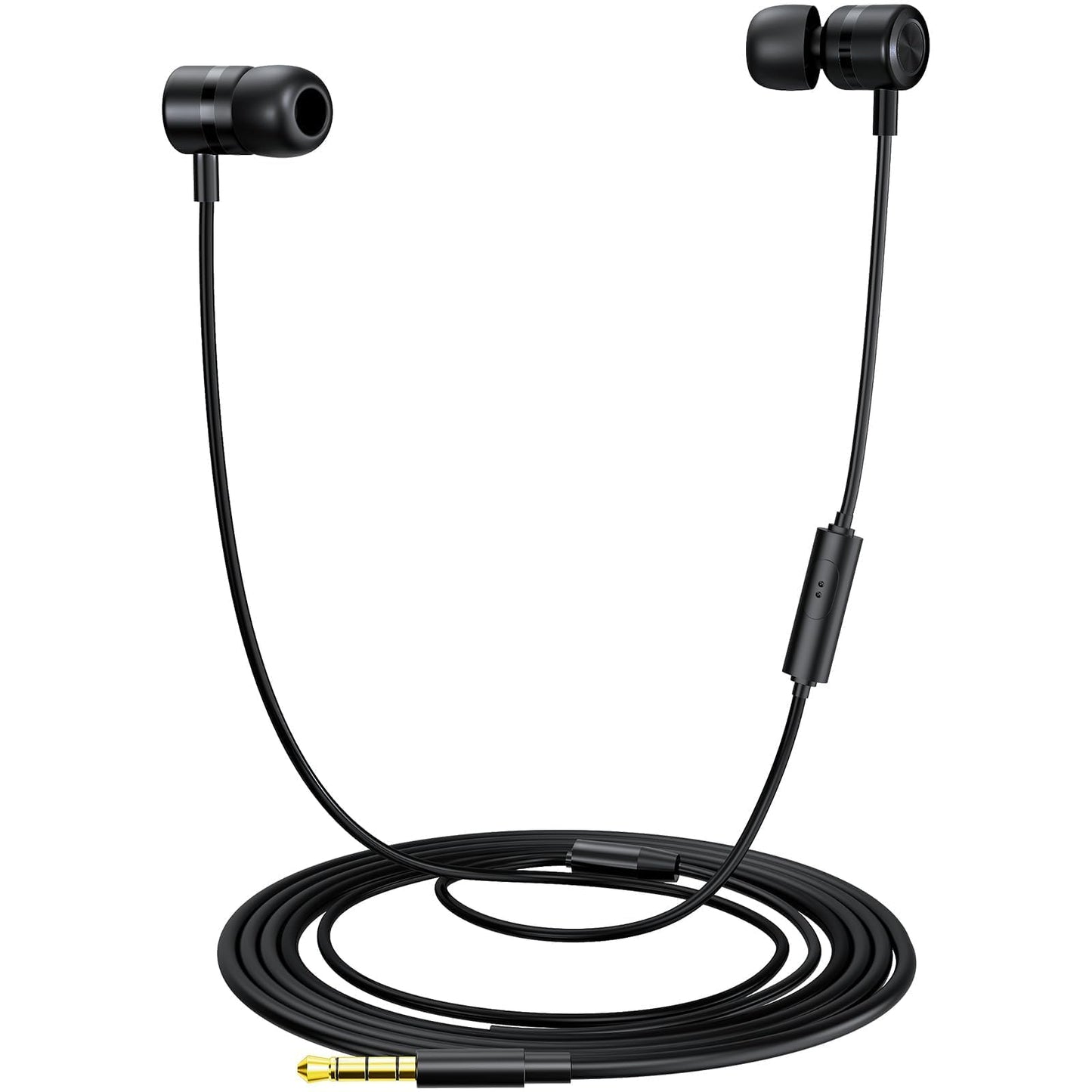 MORMOQUE EP-06 Wired Earbuds in-Ear Earphones,Build-in Microphone Noise Isolating Headphones,3.5mm Jack 4.9ft Long Cord Ear Buds,HD Bass Audio,with 6 Ear Tips,for Smartphones/Laptop/Computer Etc-Black