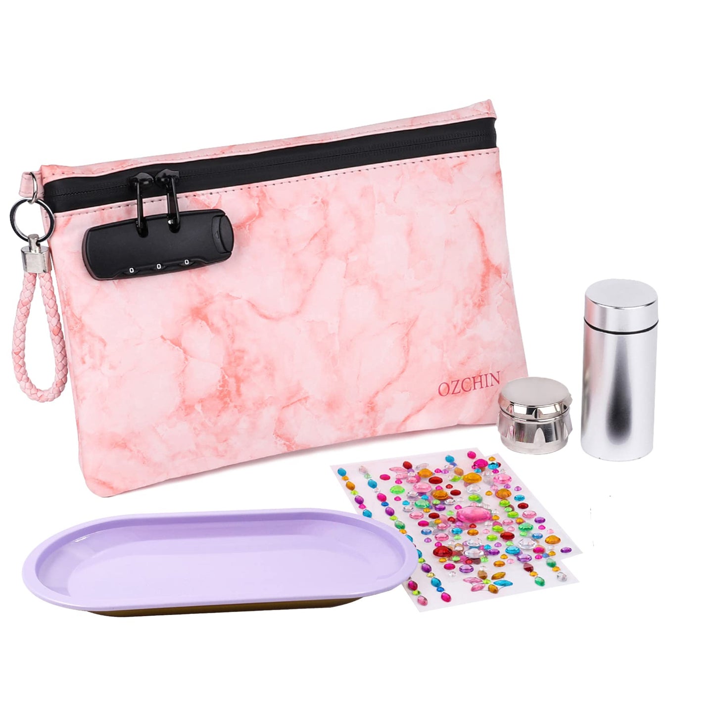 OZCHIN Smell Proof Bag with Combination Lock Great Gift Sets For Women Certificates Organizer PU Leather Lock Bag Travel Storage Case 10 x 7 inches