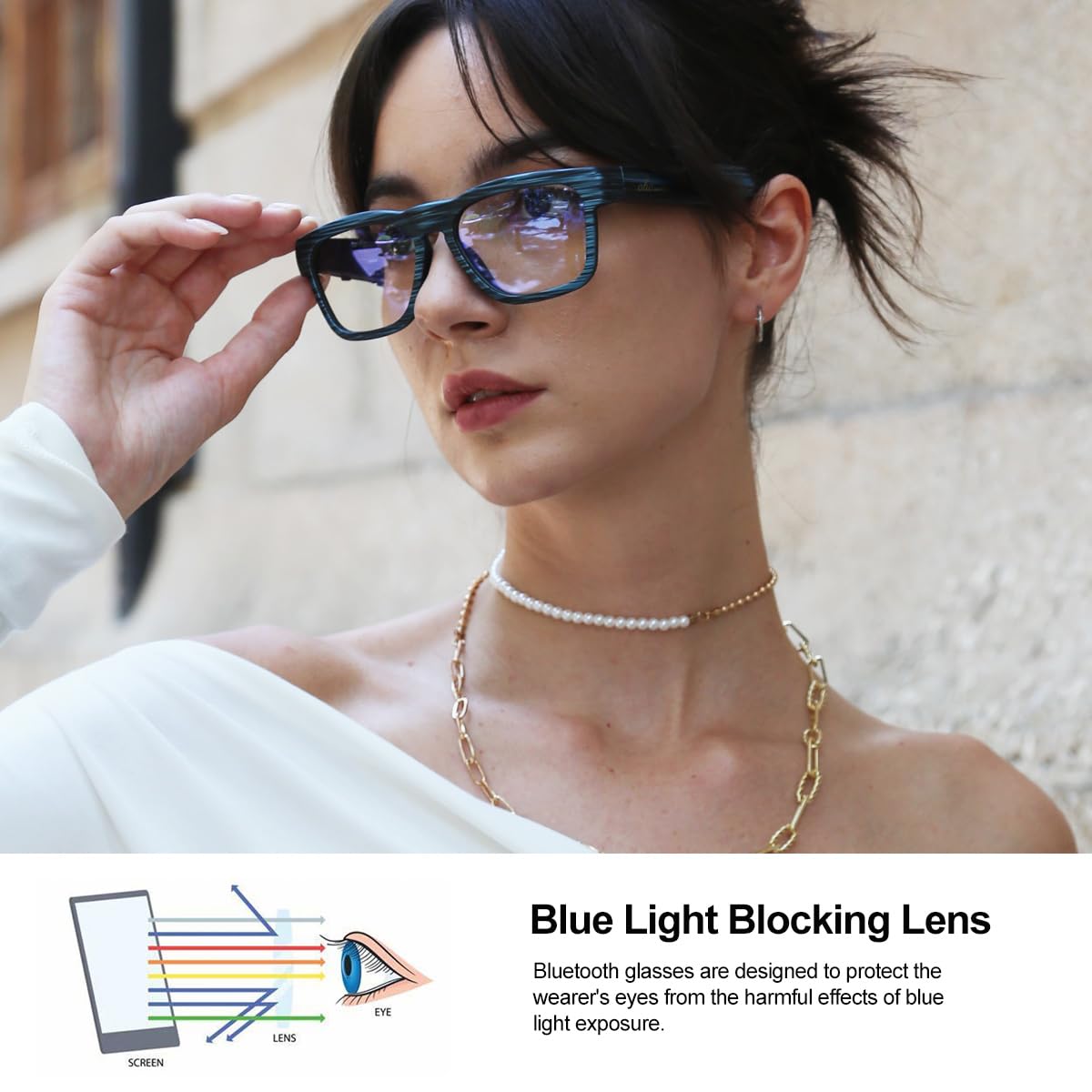 OhO Smart Glasses,Polarized Sunglasses with Bluetooth Speaker,Athletic/Outdoor UV Protection and Voice Control,Unisex(Transitional Blue Light Lens)