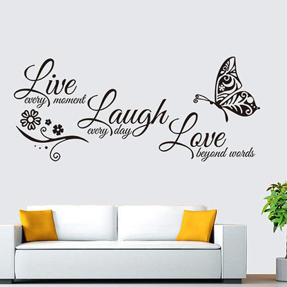 Live Love Laugh Set 3 Wall Sticker Motivational Decals,Family Inspirational Wall Stickers Quotes(18x39, Black)