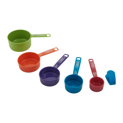 FARBERWARE 5-Piece Measuring Cup Set with Coffee Scoop, Durable Plastic Nesting Measuring Cups with Easy-Read Markings, BPA-Free, Dishwasher Safe