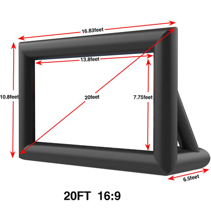 PPXIA Inflatable Movie Screen Outdoor Projector Screen for Outside 20ft, Blow Up Screens Front and Rear Projection with Air Blower, Best for Movie Nights Backyard Home Theater Pool Party