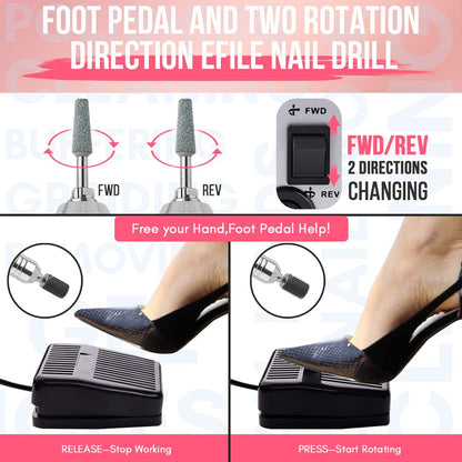 Makartt Nail Drill - Portable Electric Nail File Machine Geneviere E File Pink JD700 Professional 30000RPM Manicure Drill for Acrylic Nails Poly Nail Gel Polish Beauty Gift