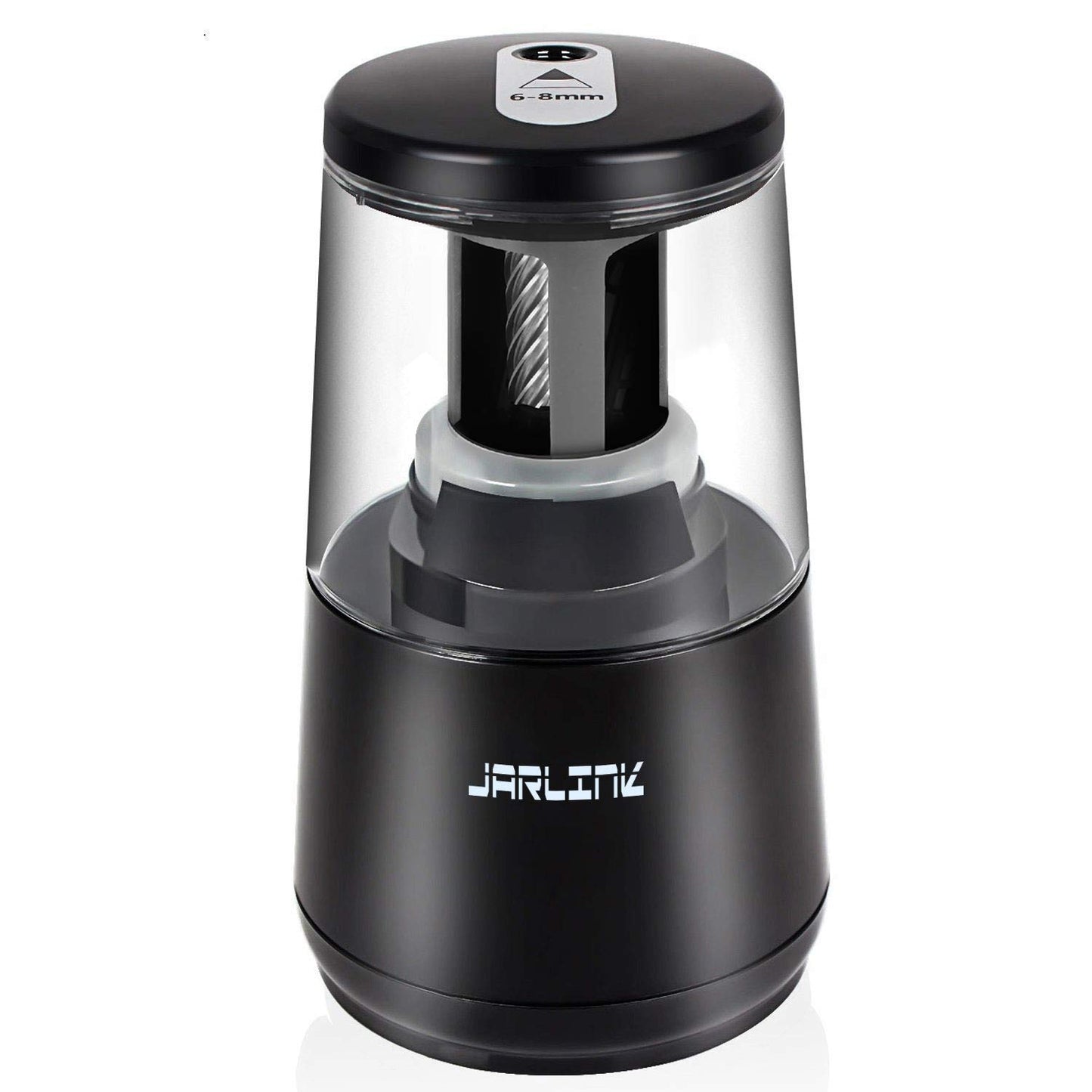 JARLINK Electric Pencil Sharpener, Heavy-Duty Helical Blade to Fast Sharpen, Auto Stop for No.2/Colored Pencils(6-8mm), AC Adapter/Battery Operated in School Classroom/Office/Home (Black)