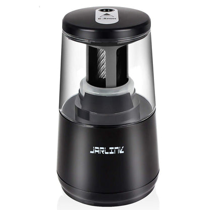 JARLINK Electric Pencil Sharpener, Heavy-Duty Helical Blade to Fast Sharpen, Auto Stop for No.2/Colored Pencils(6-8mm), AC Adapter/Battery Operated in School Classroom/Office/Home (Black)
