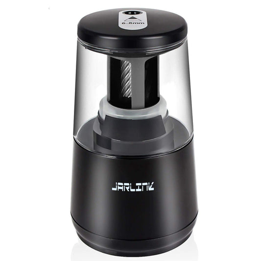 JARLINK Electric Pencil Sharpener, Heavy-Duty Helical Blade to Fast Sharpen, Auto Stop for No.2/Colored Pencils(6-8mm), AC Adapter/Battery Operated in School Classroom/Office/Home (Black)