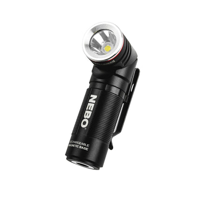 NEBO SWYVEL 1000 Lumen Rechargeable Flashlight | 5 Light Modes, Rotating Swivel Head, Pocket Size Work Light, Magnetic Base & Steel Clip, Water Resistant, Includes Wireless USB Charging Dock