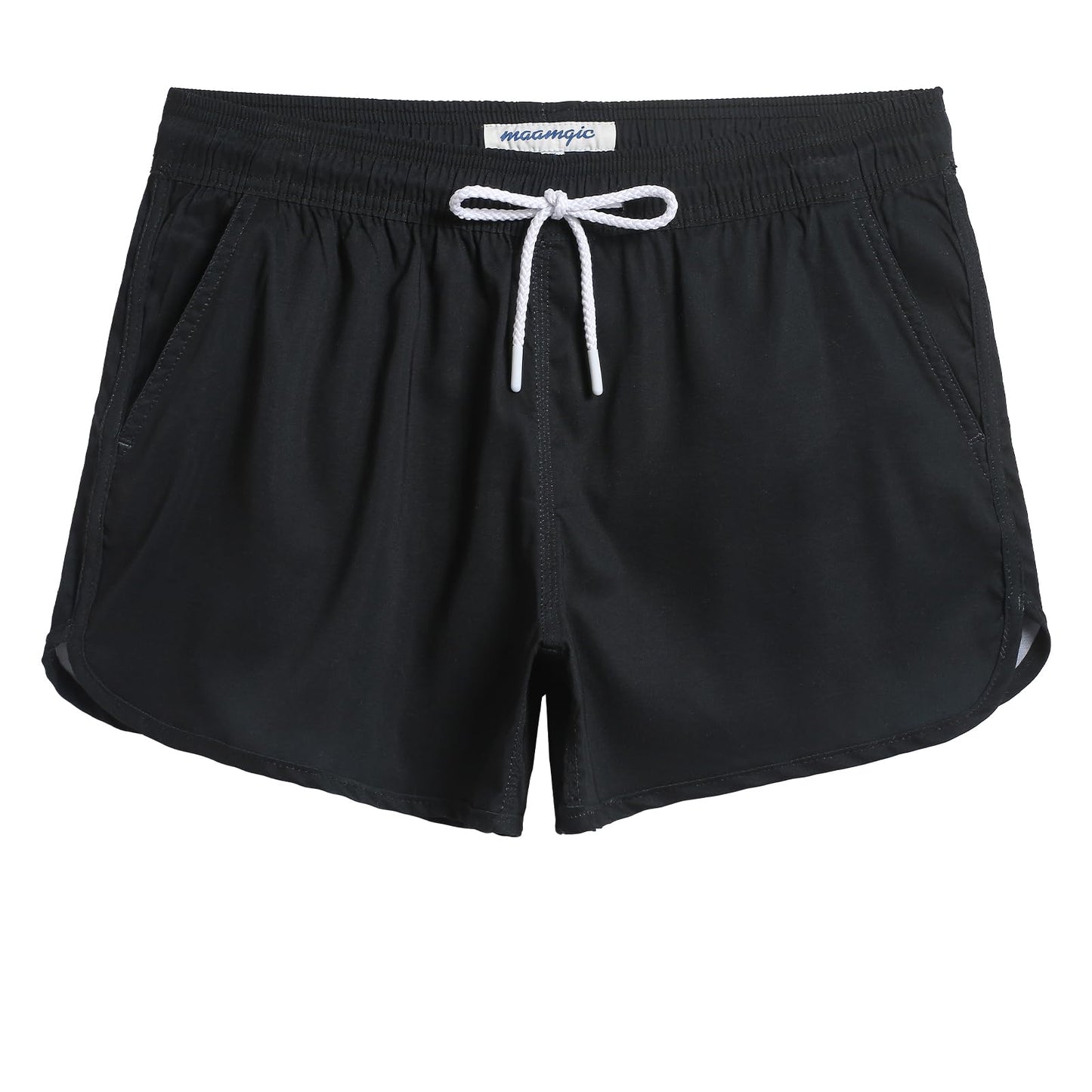 maamgic Swim Shorts Women 3.5" Quick Dry Board Short Stretch Swimming Vintage Bathing Suit with Pockets Black XX-Large