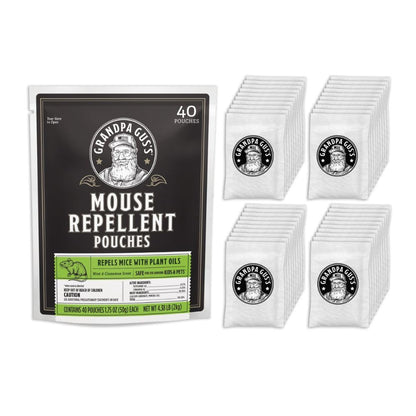 Grandpa Gus's Natural Mouse Repellent Pouches, Cinnamon/Peppermint Oils Repel Mice from Nesting & Freshen Air in Home/Cabin/Boat/Car/Storage/RV/Machinery/Shed, 1.75 Oz (40 Pouches)